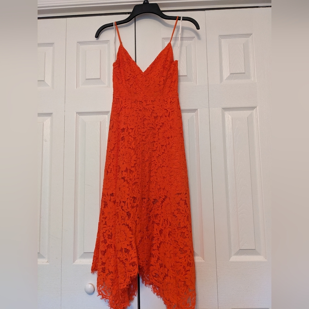 Lulus One Wish Lace Midi Dress Orange Size XS